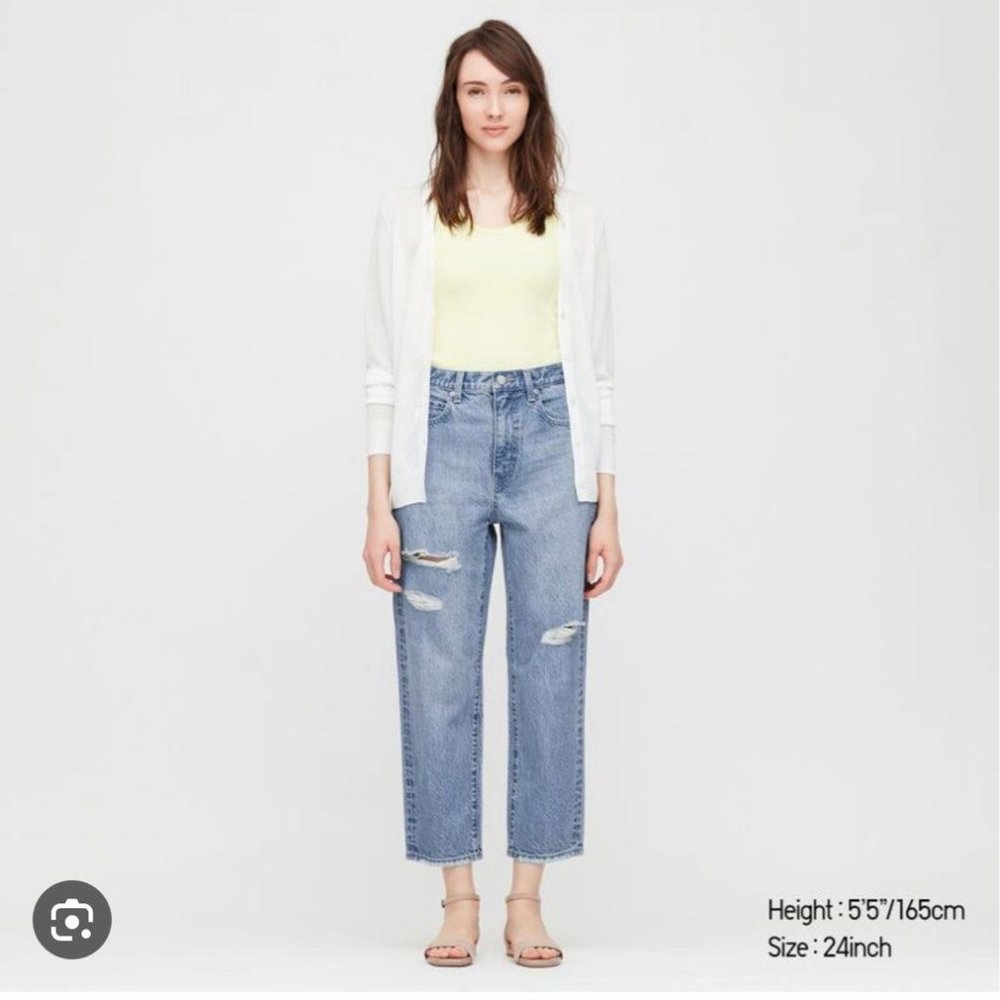 Relaxed Denim Straight Leg Distressed Jeans | Uniqlo